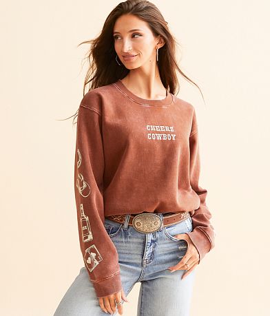 Desert Dreamer Cheers Cowboy Oversized Pullover front view