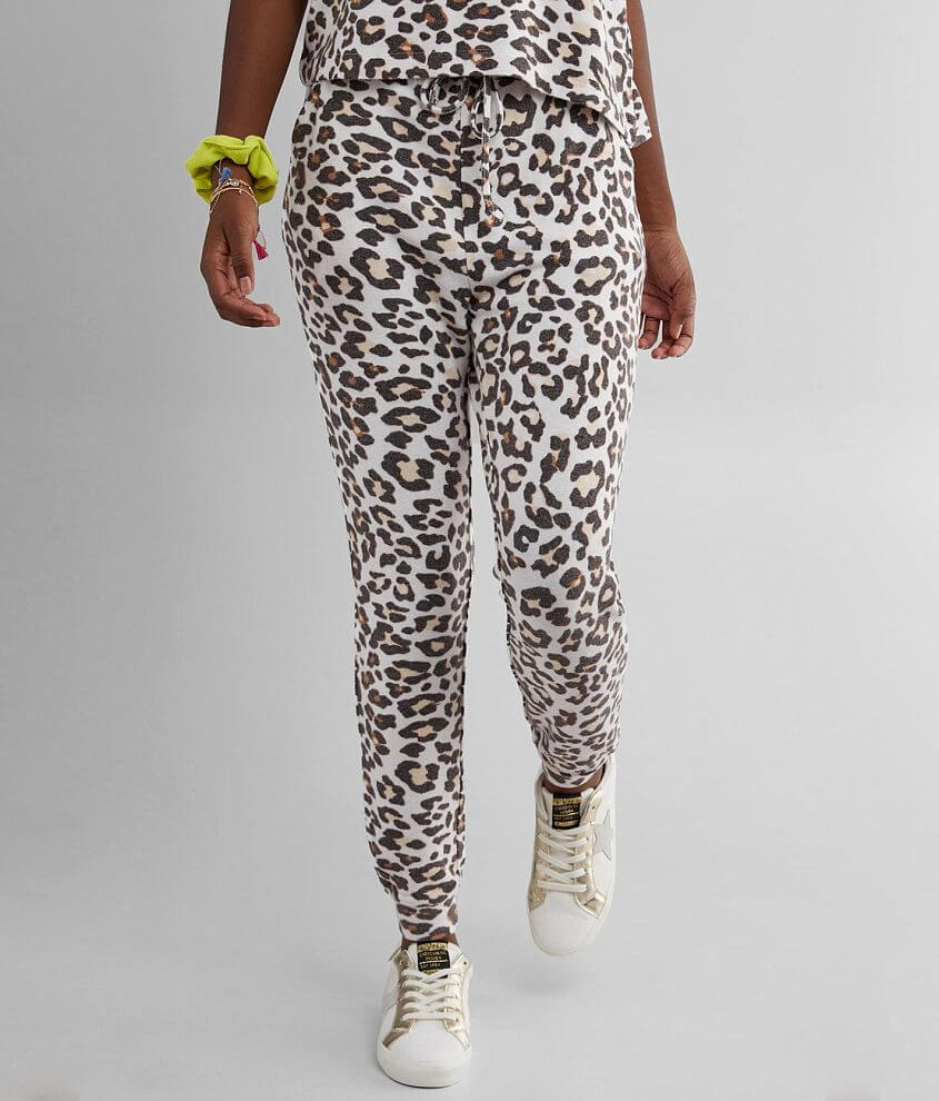BKE Brushed Hacci Leopard Jogger front view
