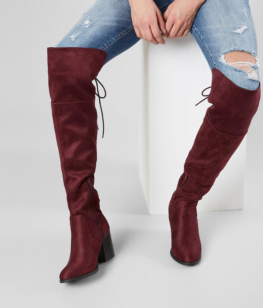 Front lace up outlet over the knee boots