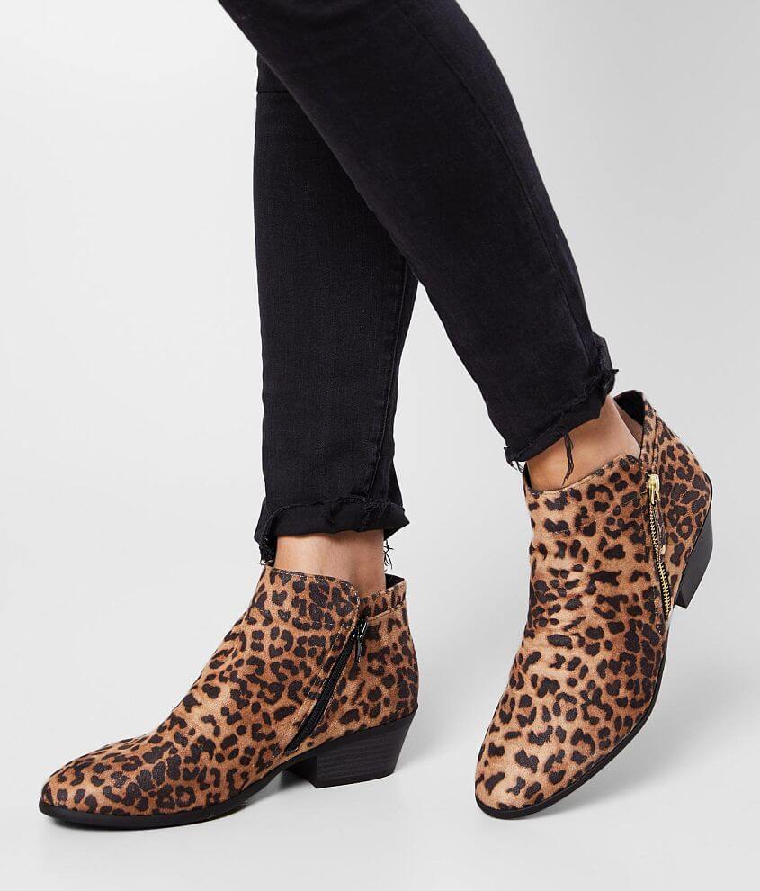Soda Depot Animal Print Ankle Boot front view