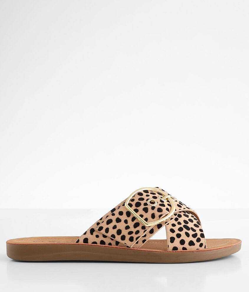 Soda Graphic Cheetah Sandal front view