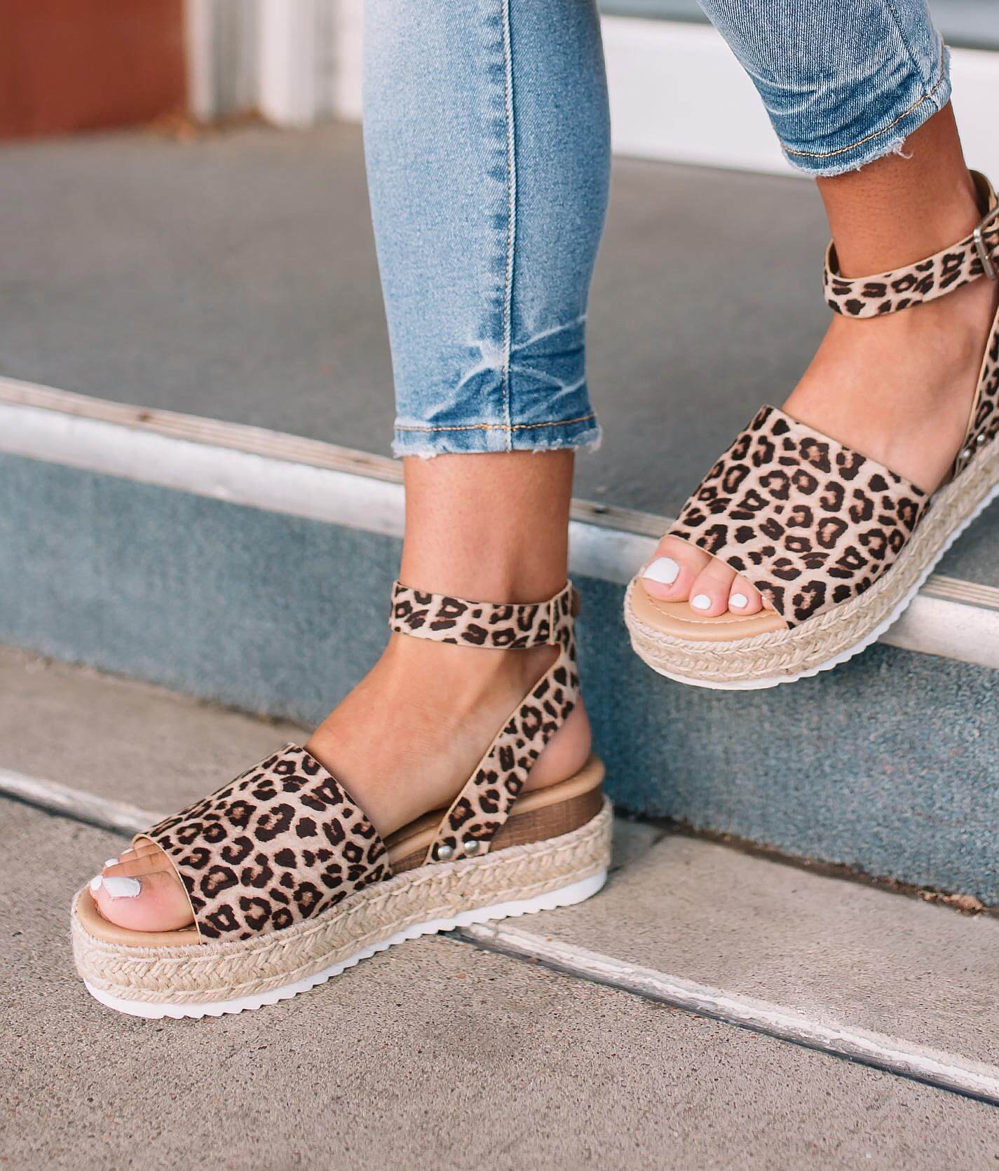 leopard print flatform sandals