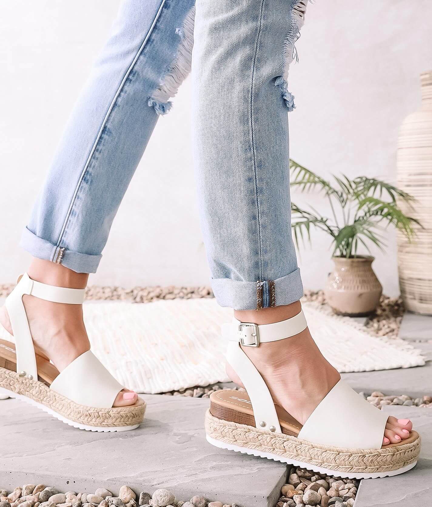 Soda topic white womens espadrille cheap flatform sandals