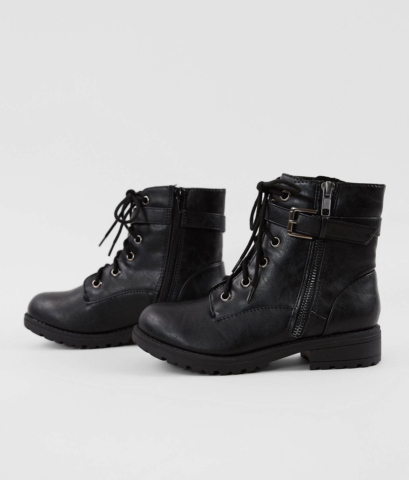 girls black combat boots