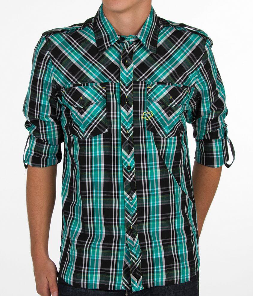 Fox Collin Plaid Shirt Men's Shirts in Aqua Buckle