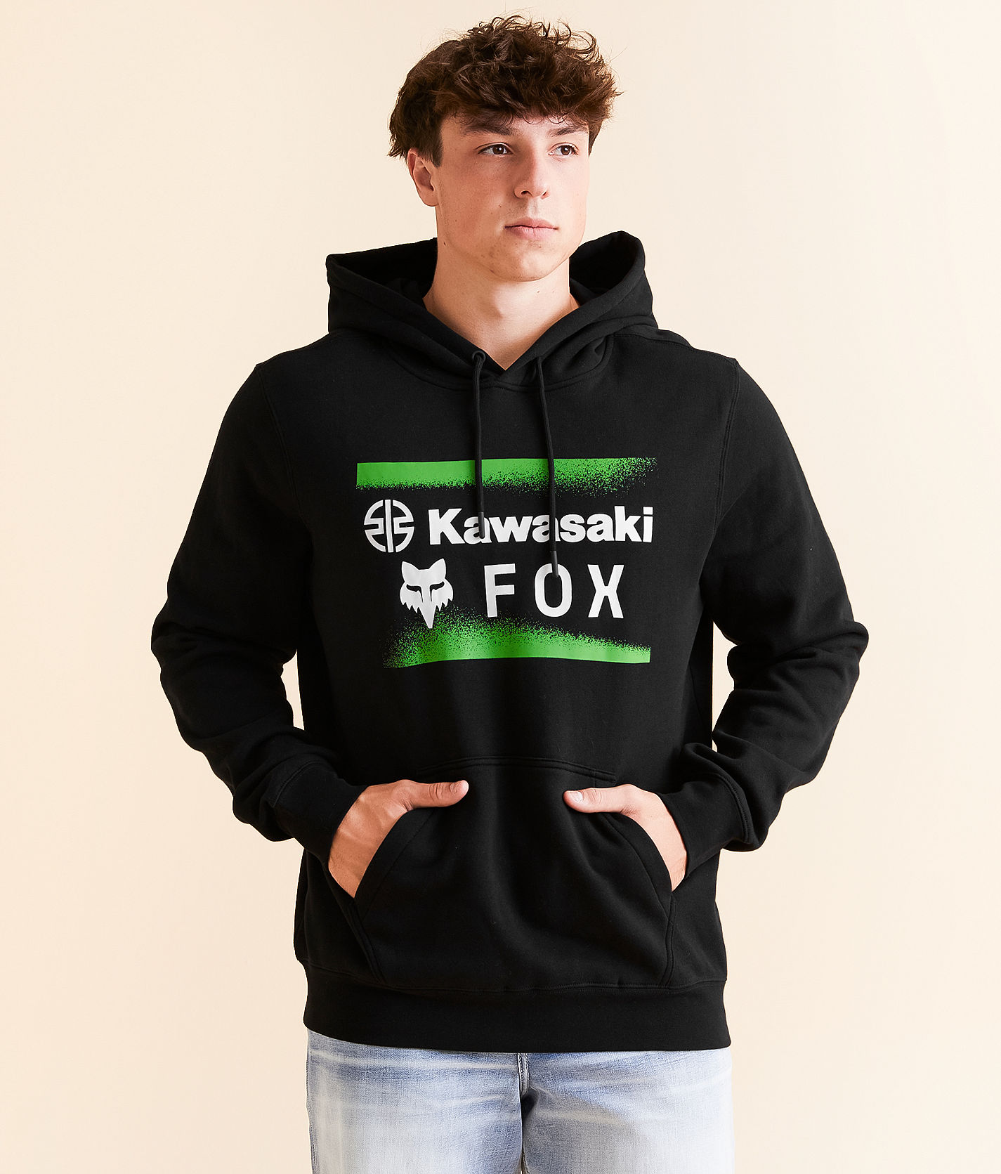 らいちゅう Fox Kawasaki Hooded Sweatshirt - Men's Sweatshirts in Black