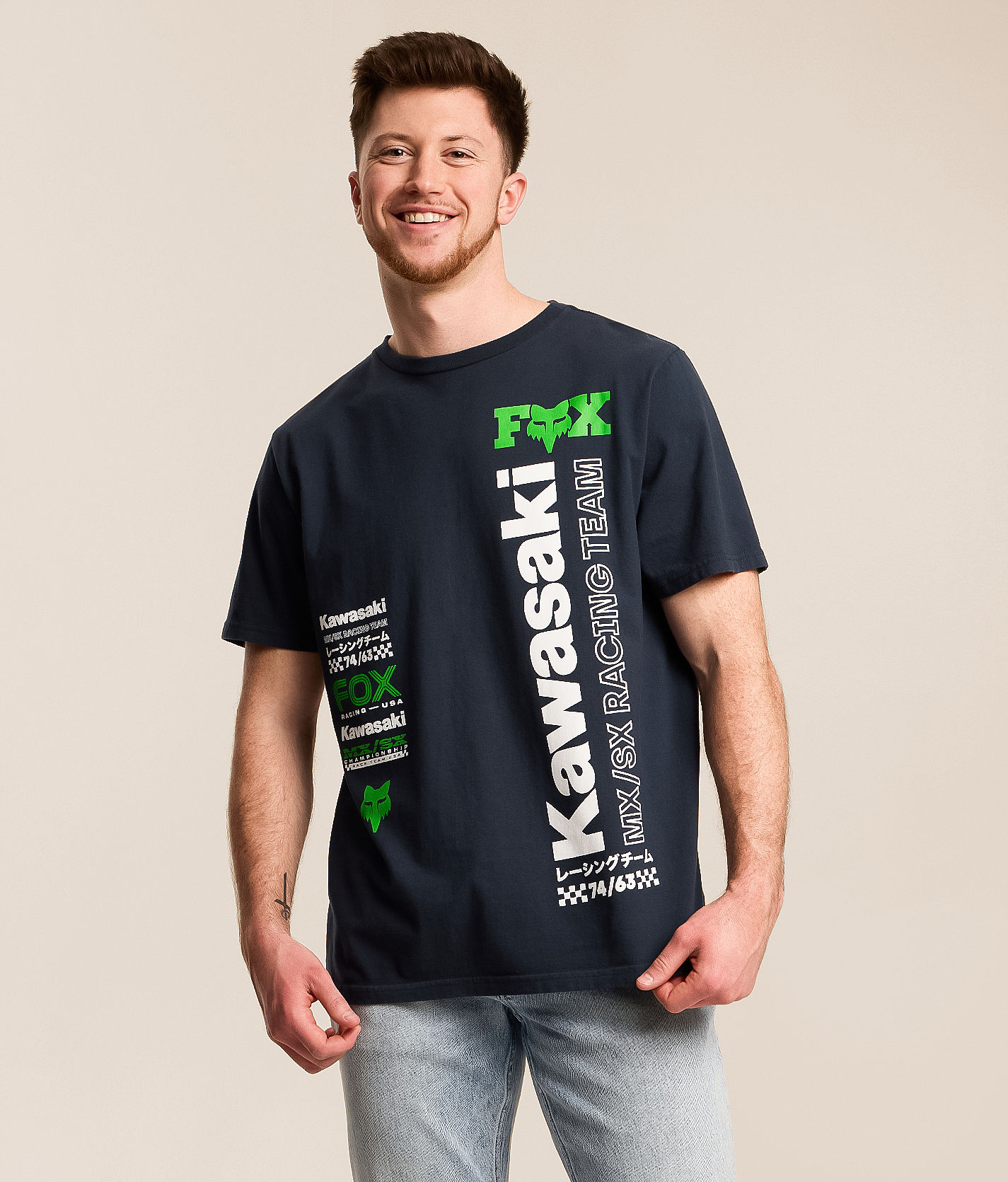 Fox Kawasaki 195 Original T-Shirt - Men's Graphic T-Shirts in Navy