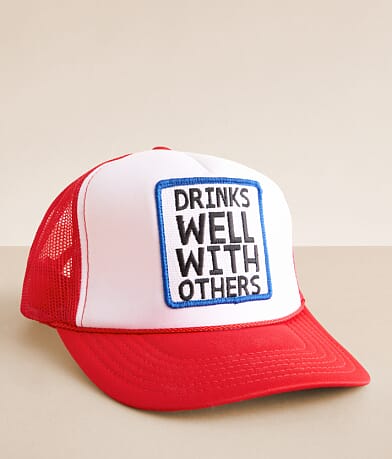Friday Feelin' Drinks Well With Others Trucker Hat front view