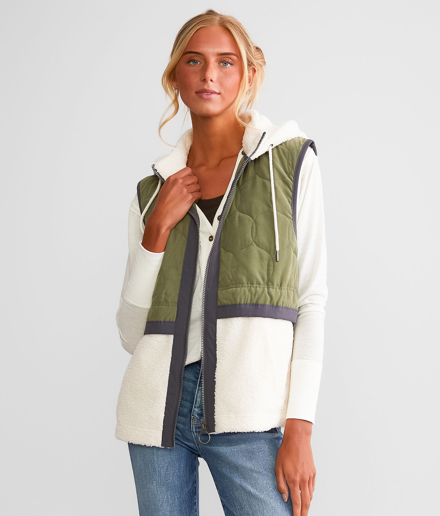 Hooded sherpa vest sale