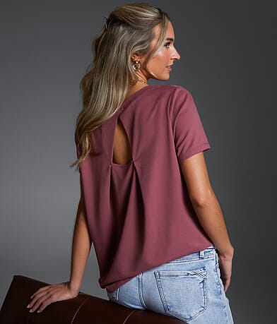 Buckle Black Back Cut-Out T-Shirt front view