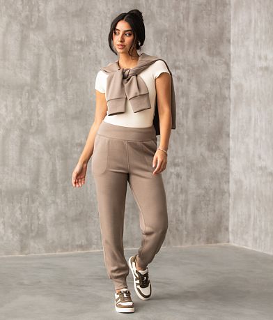 Buckle Black Knit Jogger front view