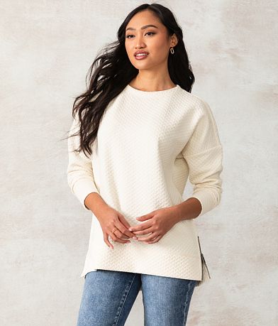 Buckle Black Monroe Weaved Pullover front view