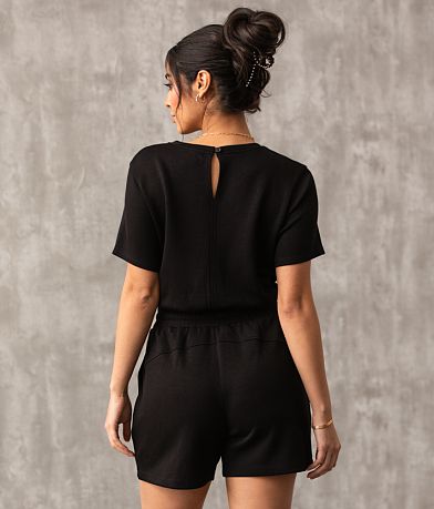 Buckle Black Athleisure Romper BACK