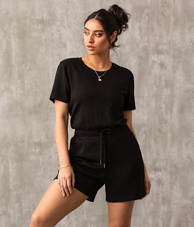 Buckle Black Athleisure Romper FULL_LEFT_SIDE