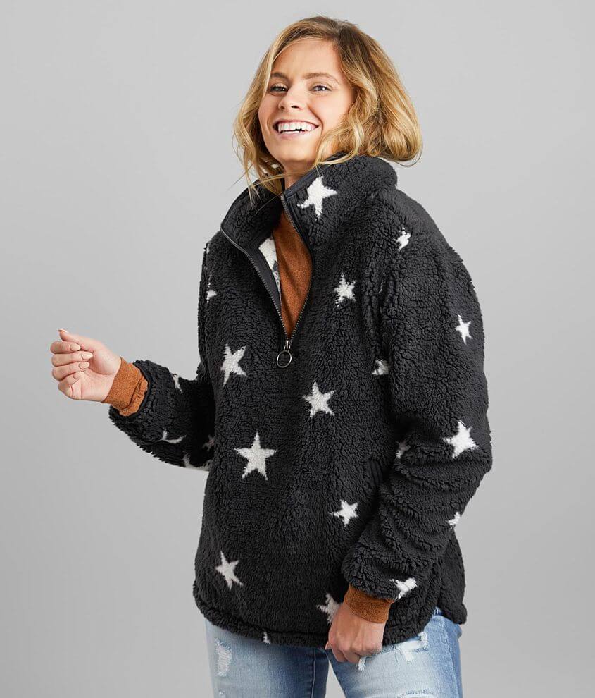 BKE Star Print Sherpa Wubby Pullover front view