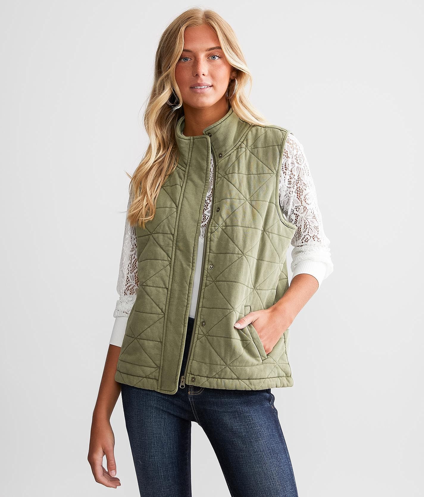 BKE Quilted Canvas Vest - Women's Coats/Jackets in Vetiver