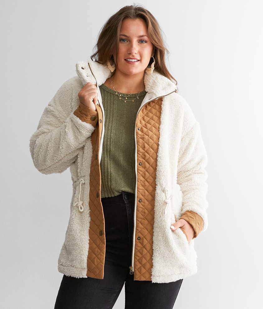 BKE Pieced Sherpa Jacket front view