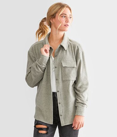BKE Marled Fleece Shirt front view