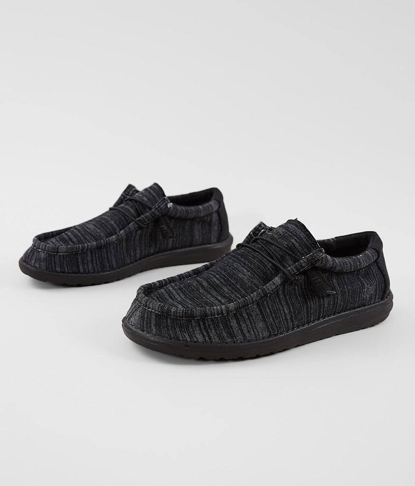 Hey Dude Wally Stretch Shoe Men's Shoes in Jet Black Buckle