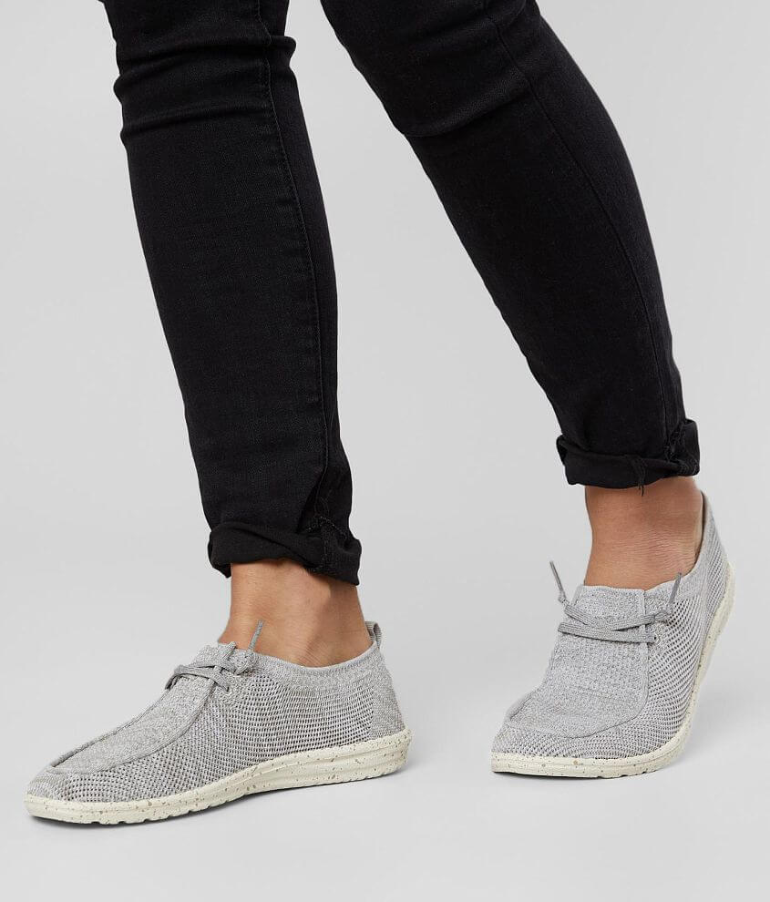 Hey Dude Wendy Knit Shoe Women's Shoes in Light Grey Buckle