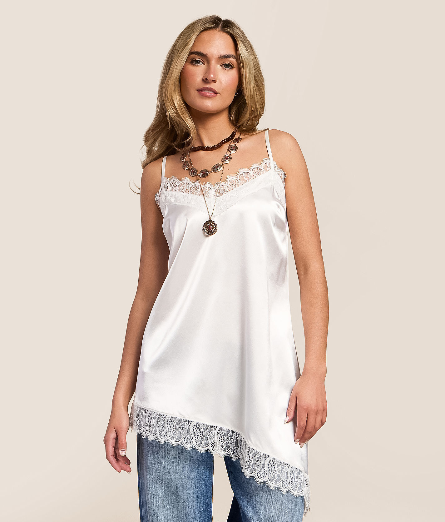 Willow & Root Satin Asymmetrical Tank Top - Women's Tank Tops in