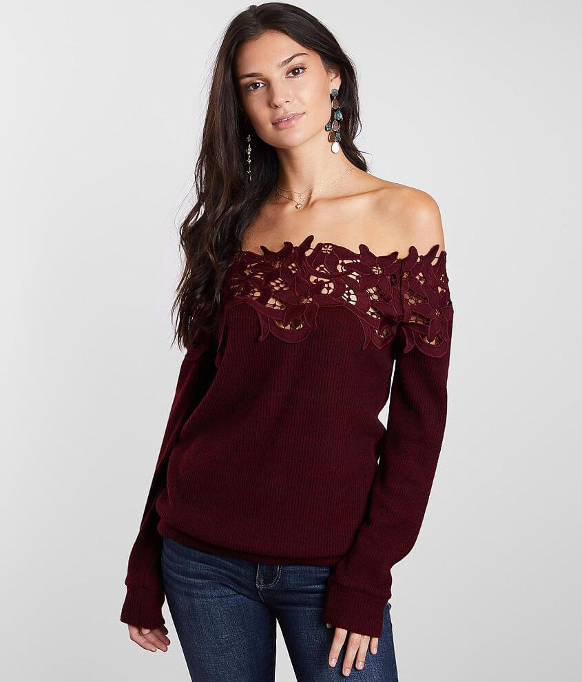 Buckle Black Off The Shoulder Top front view