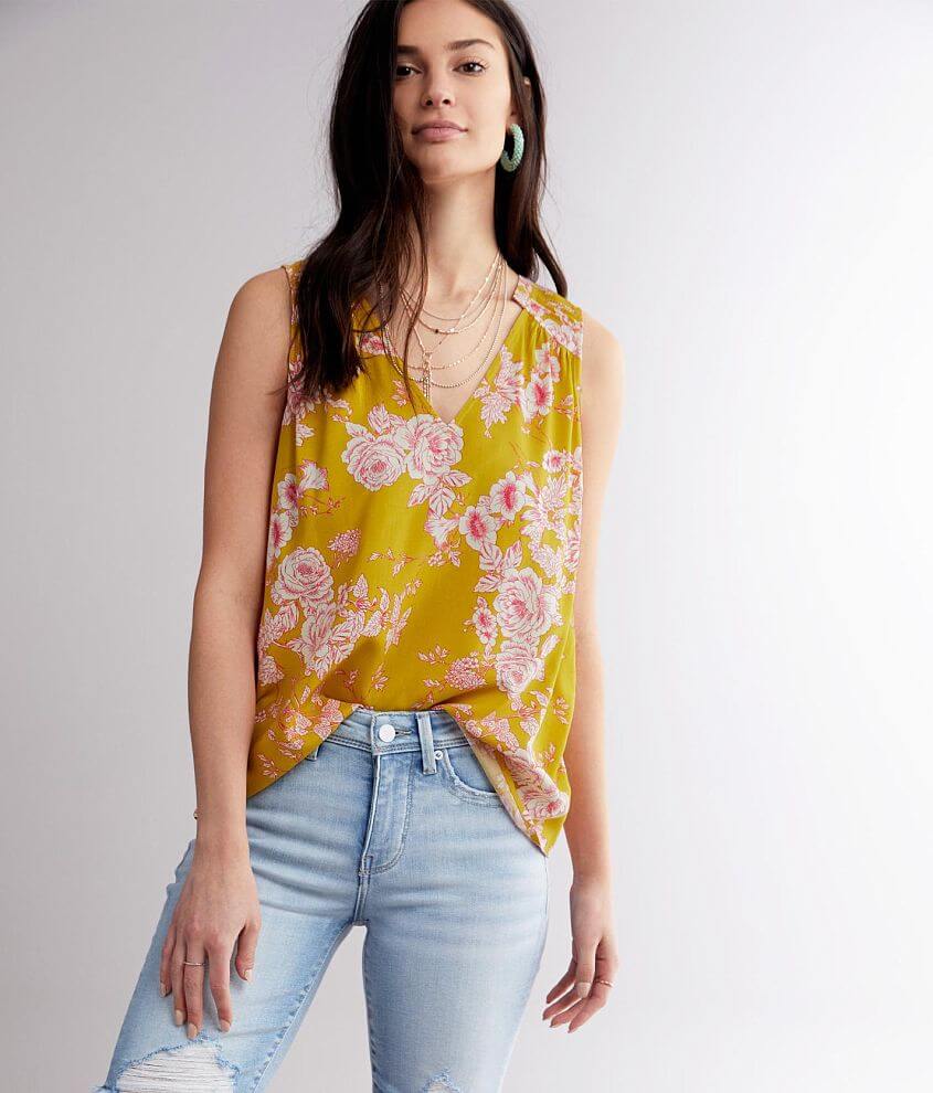 Fitz + Eddi Lace Trim Cropped Tank Top - Yellow XX-Small, Women's