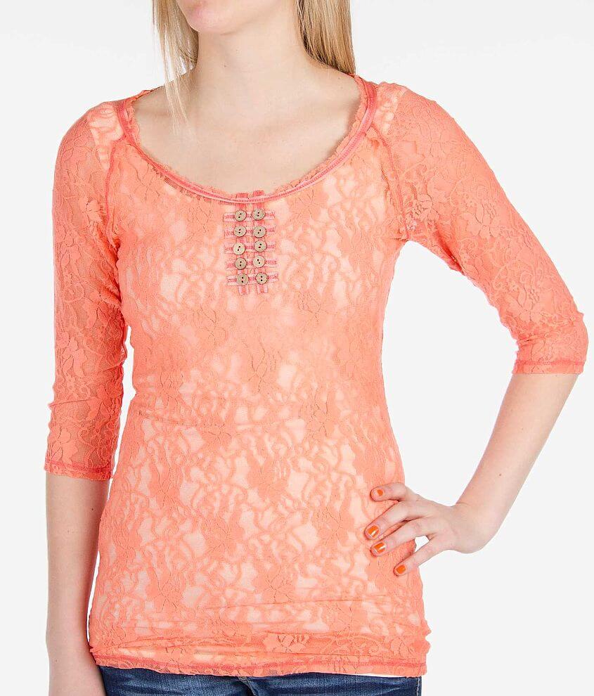 BKE Lace Henley Top front view