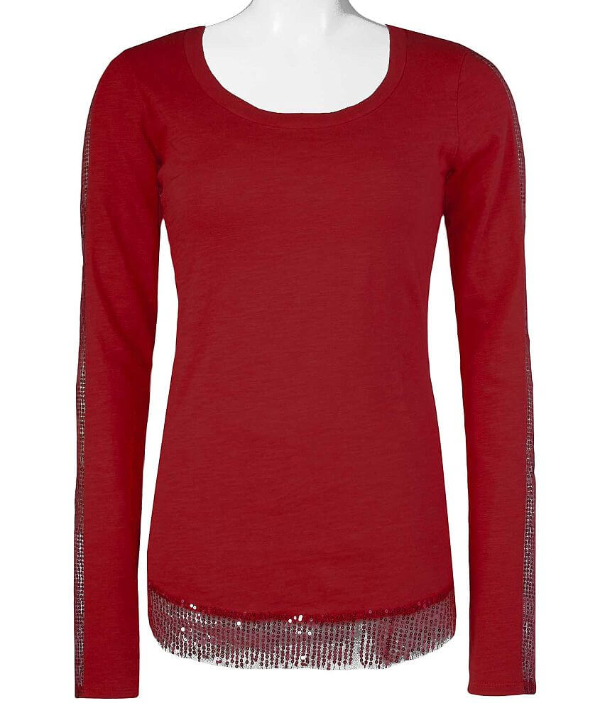 BKE Slub Fabric Top Women's Shirts/Blouses in LA Red Buckle