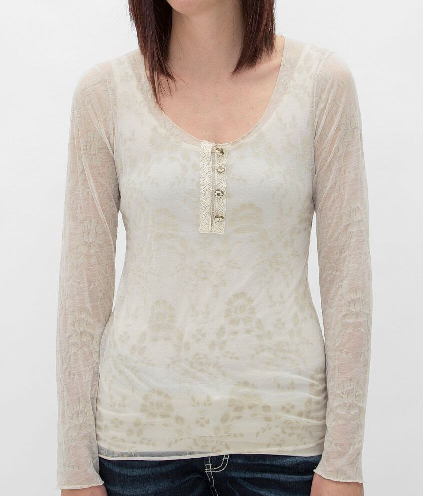 BKE Floral Henley Top front view