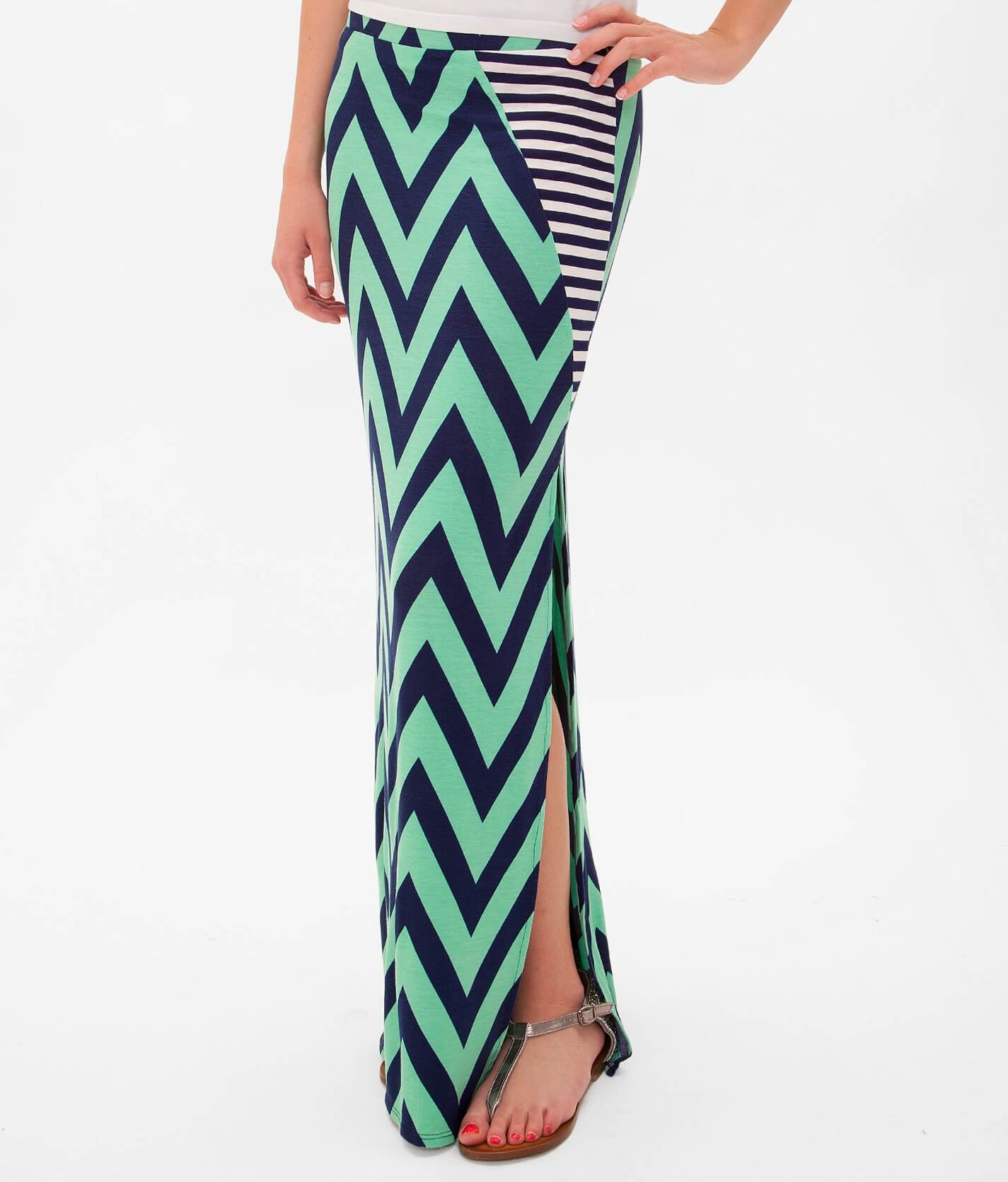 BKE Chevron Maxi Skirt - Women's Skirts in Mood Indigo | Buckle