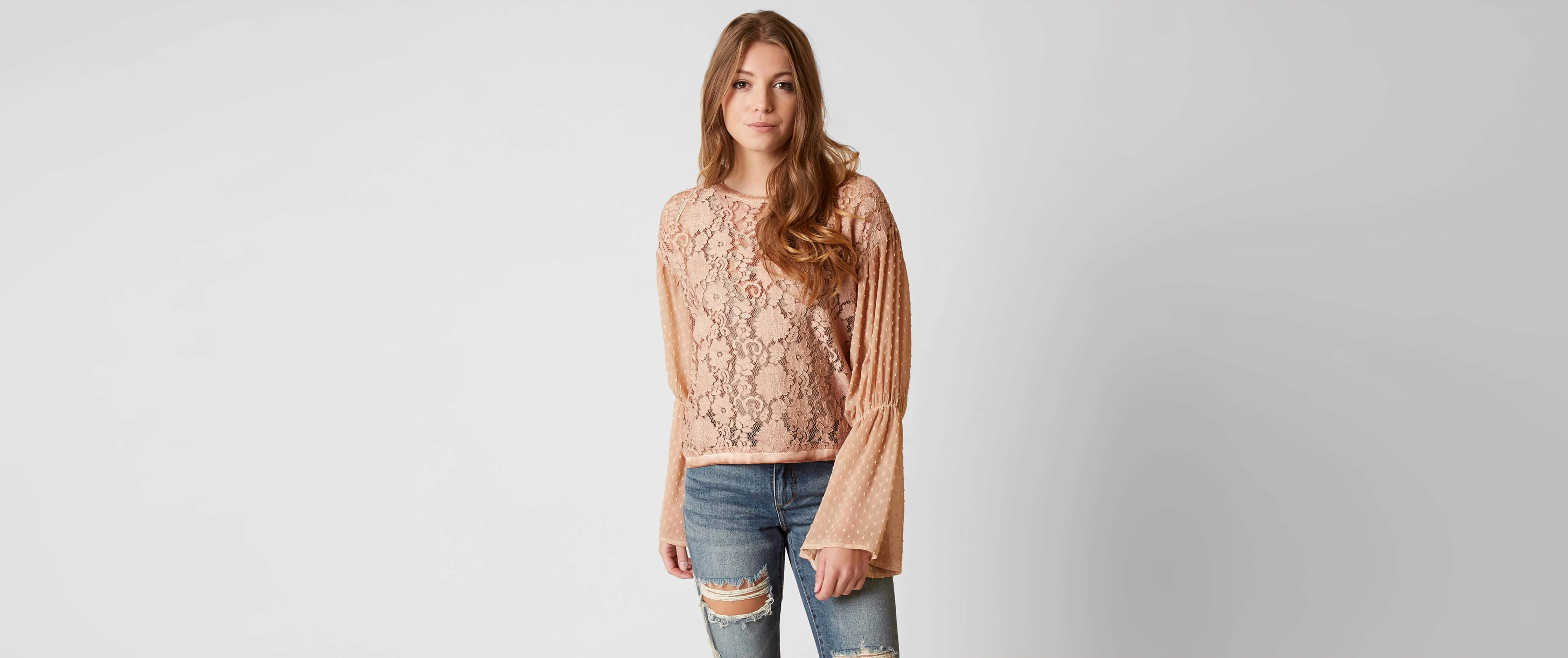 Image of Gimmicks Pieced Swiss Dot Top