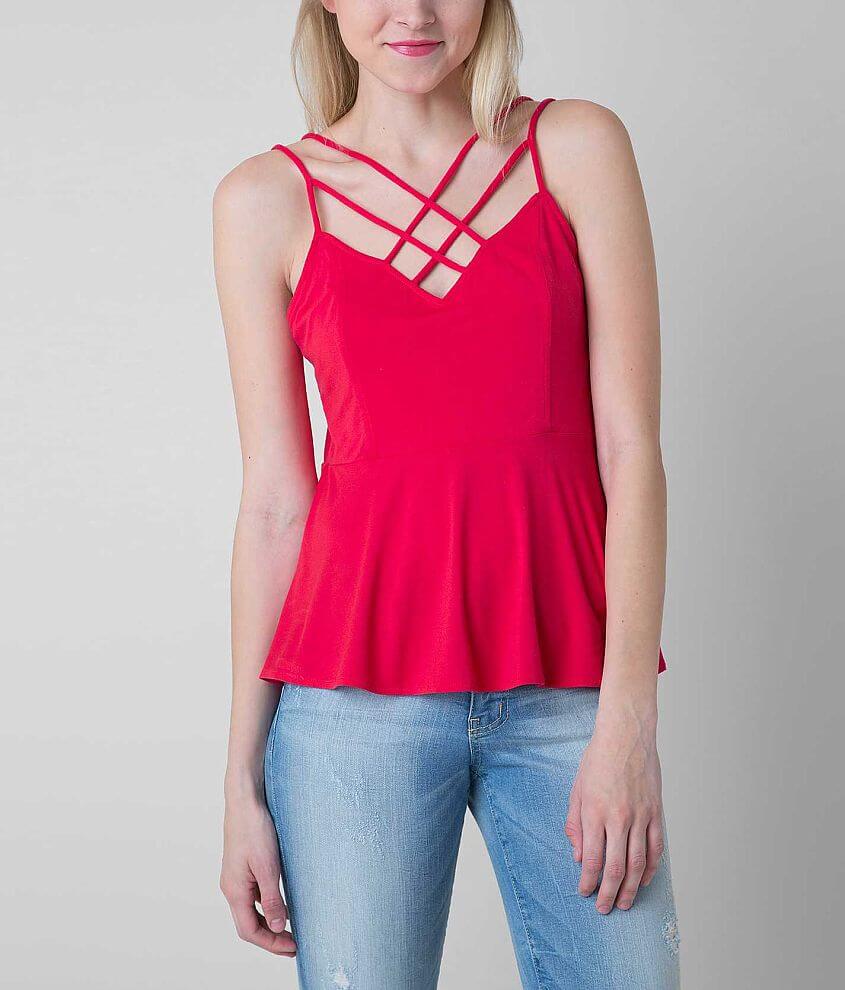 red by BKE Peplum Tank Top front view