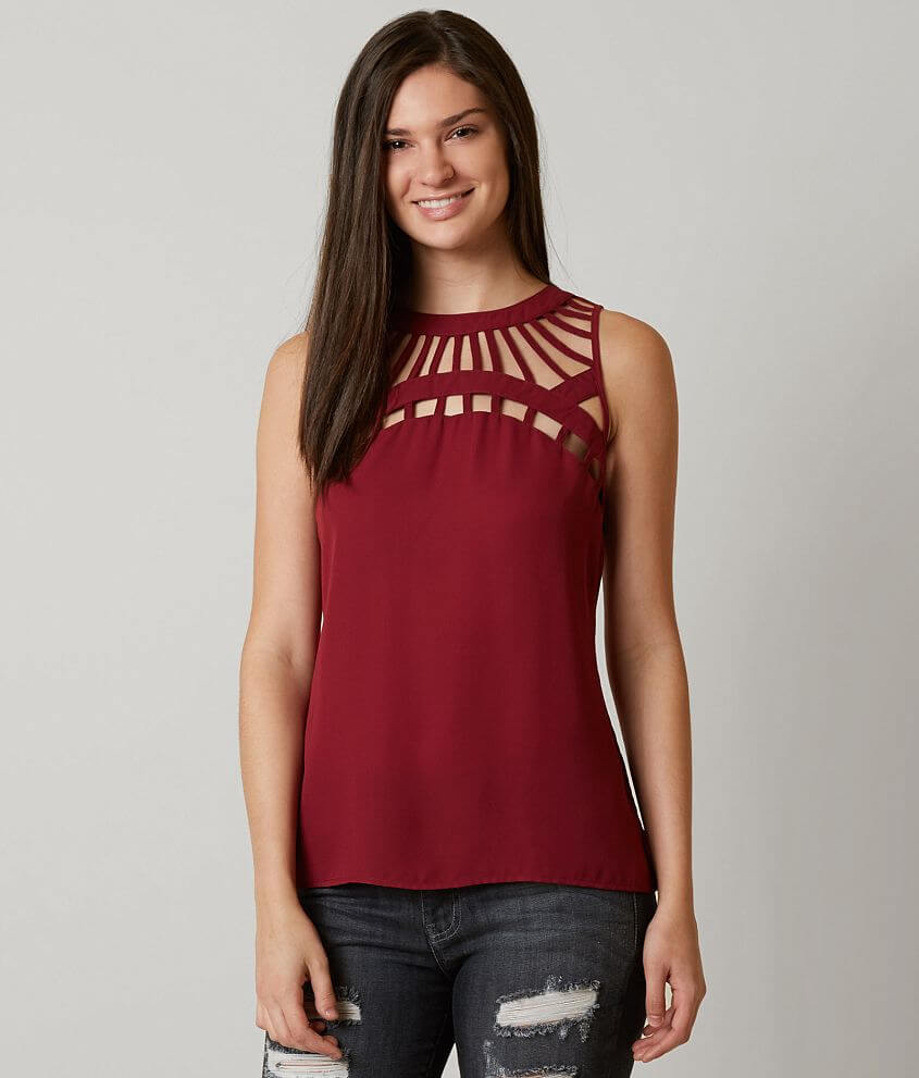 red by BKE Chiffon Tank Top front view