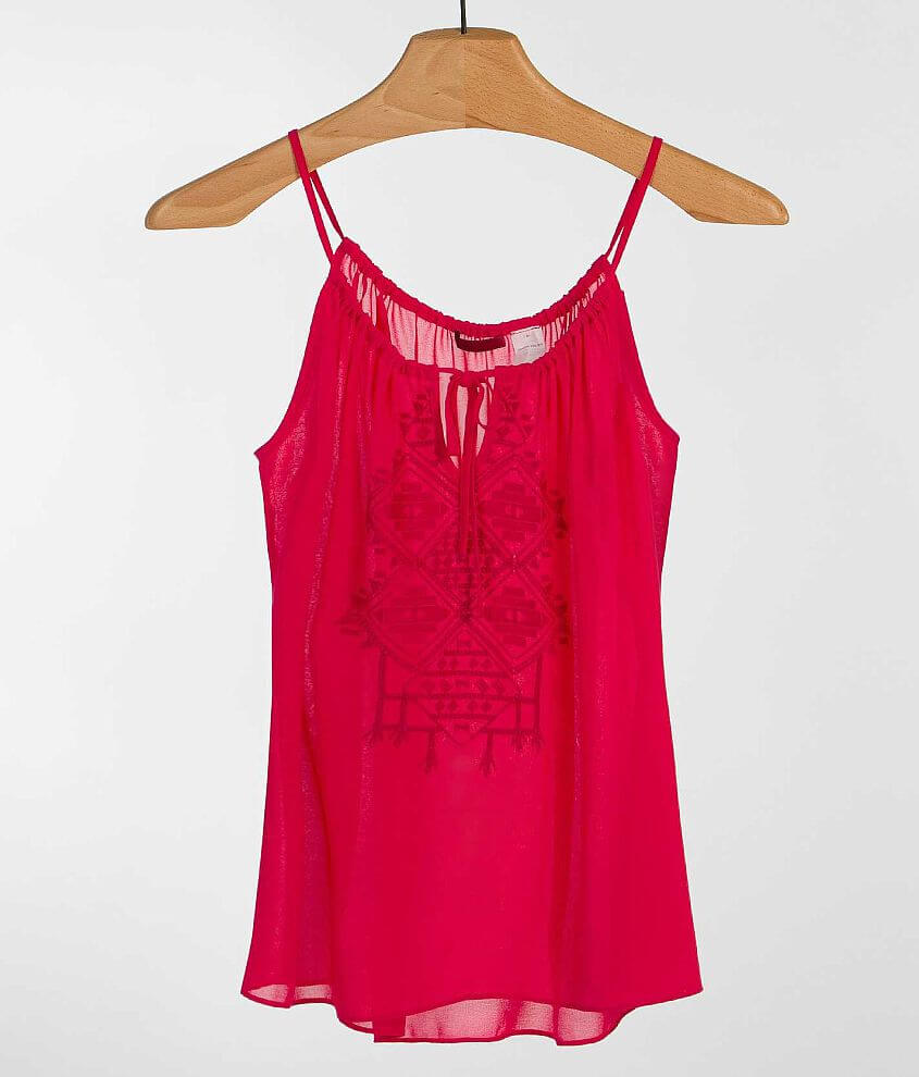 BKE red Chiffon Tank Top front view