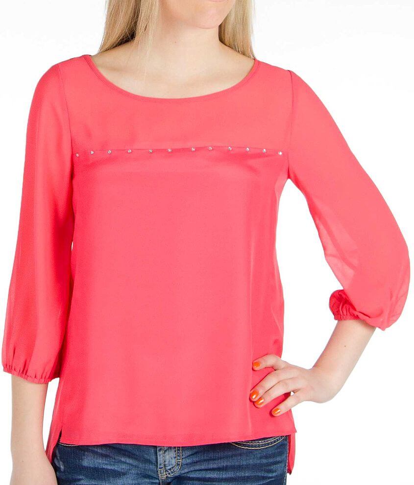 BKE Boutique Pieced Chiffon Top front view
