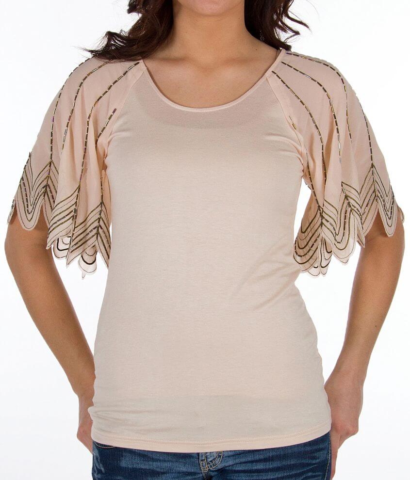 BKE Boutique Flutter Sleeve Top front view