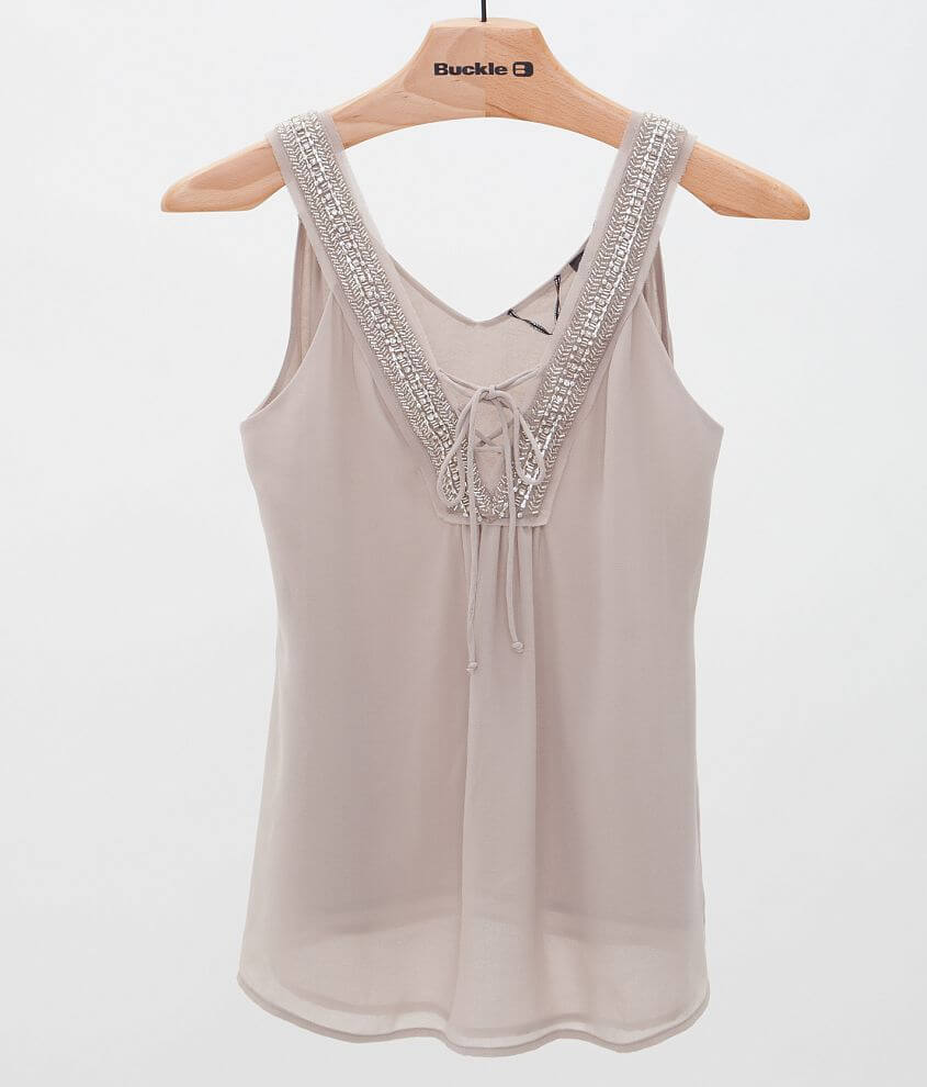 BKE Boutique Embellished Tank Top Women s Tank Tops in Silver