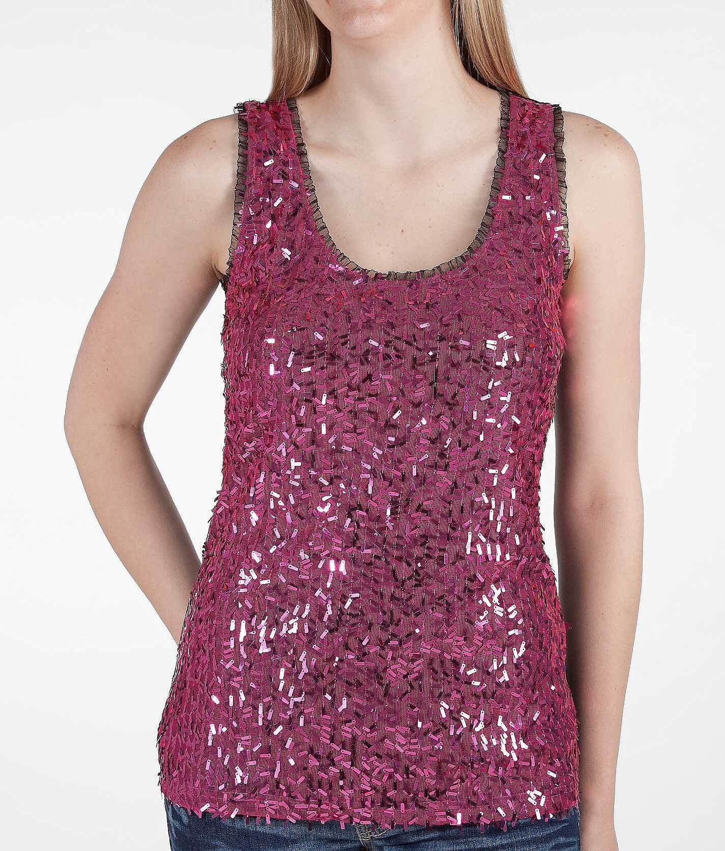 Pink sequin tank top sale