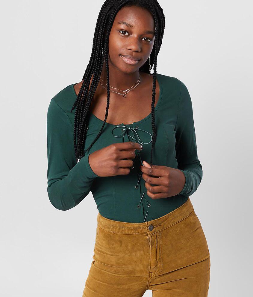 Image of Gilded Intent Micro Ribbed Lace-Up Top