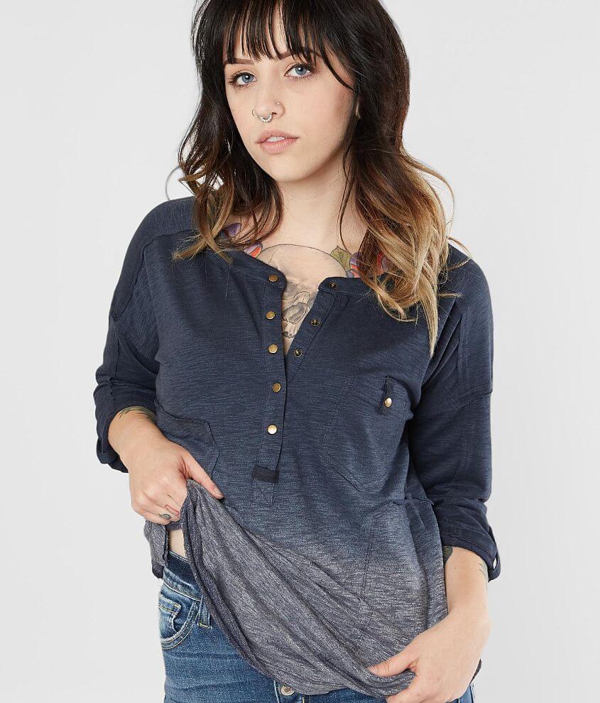 Gilded Intent Dip Dye Henley Top Women S Shirts Blouses In India