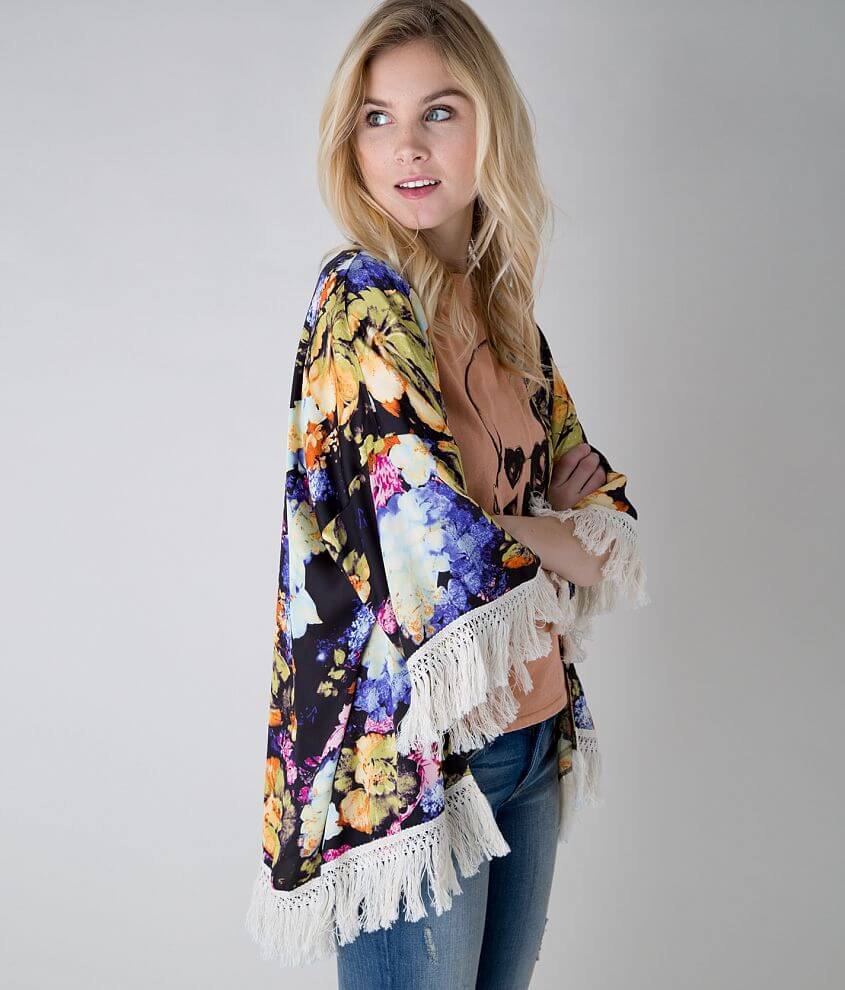 Gimmicks by BKE Floral Cardigan front view