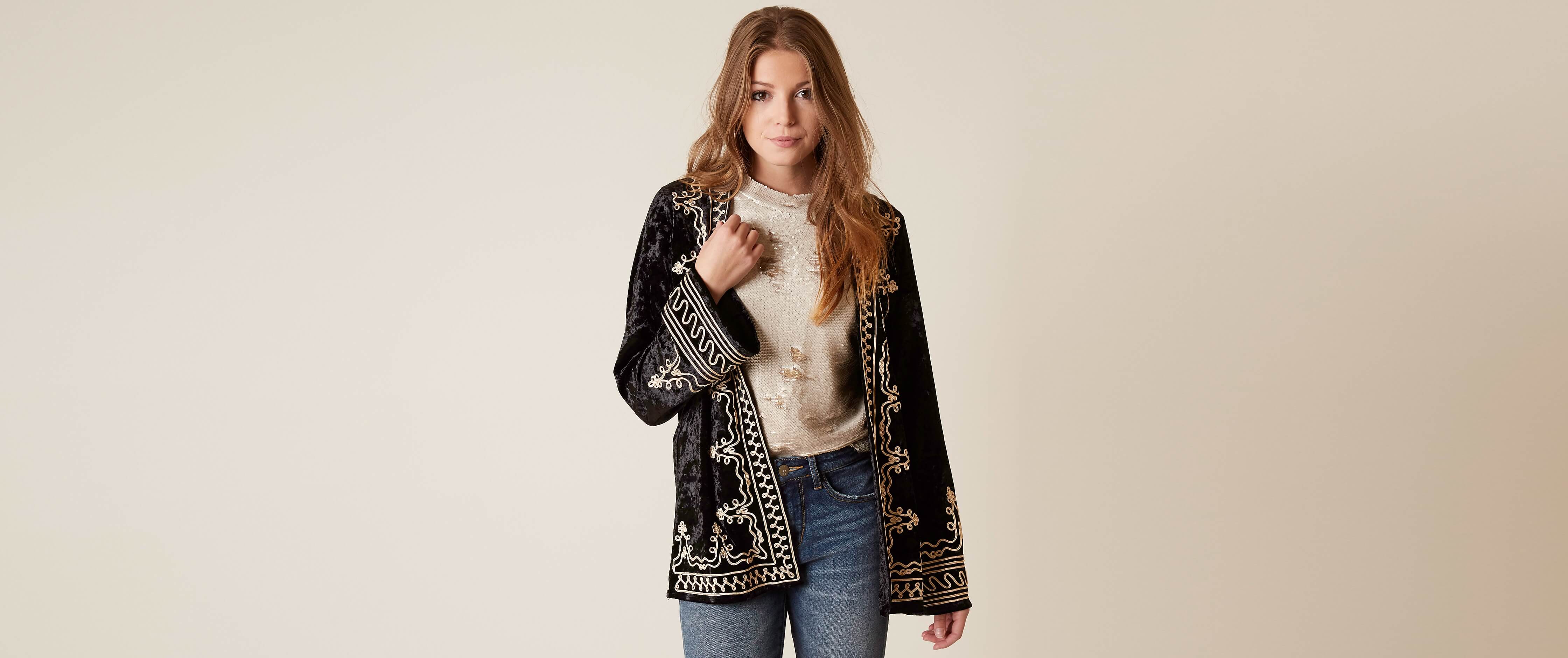 Gimmicks Embroidered Velvet Cardigan