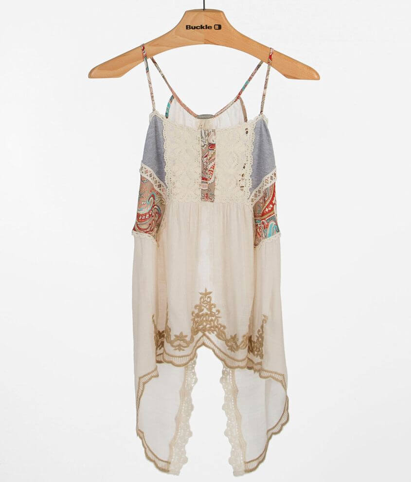 Gimmicks by BKE Pieced Lace Tank Top front view