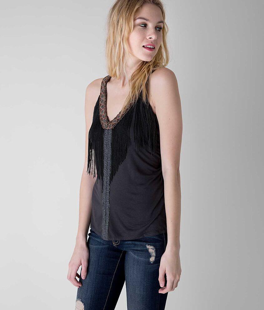 Gimmicks by BKE Fringe Tank Top front view