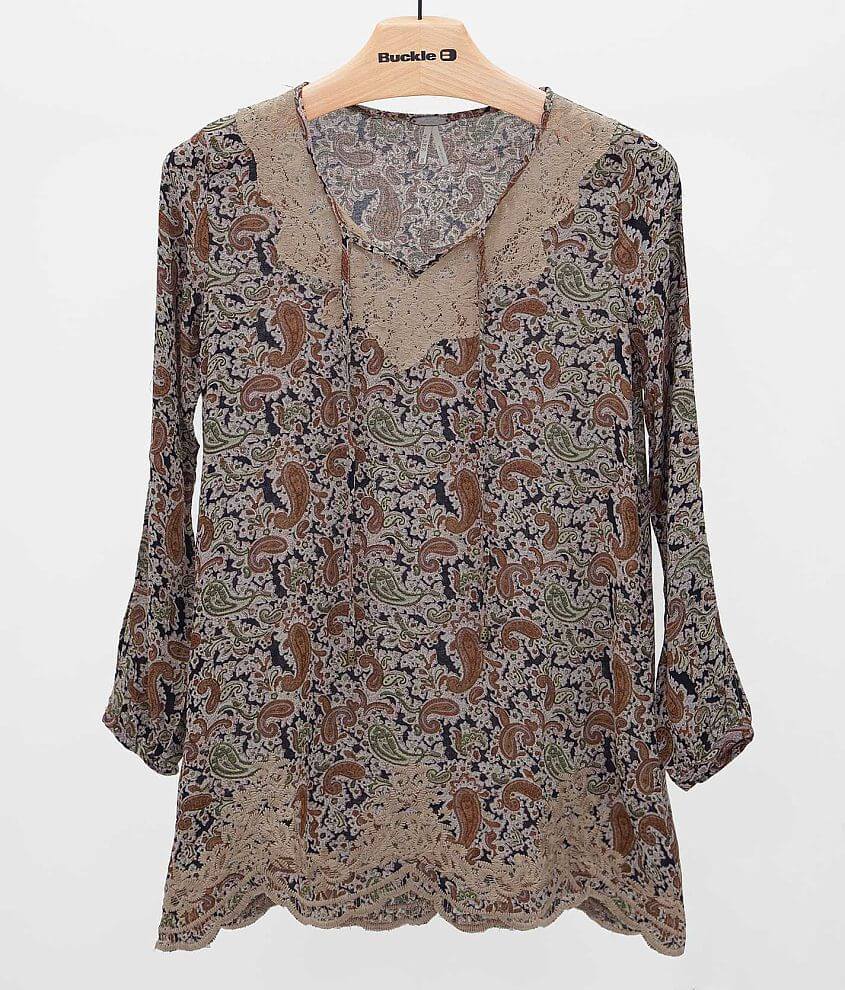 Gimmicks by BKE Printed Tunic Top front view