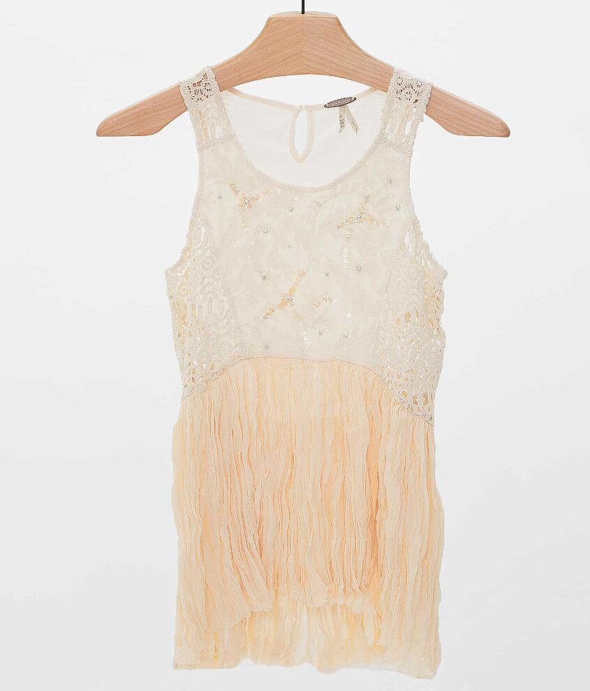 Gimmicks by BKE Crinkled Chiffon Tank Top front view