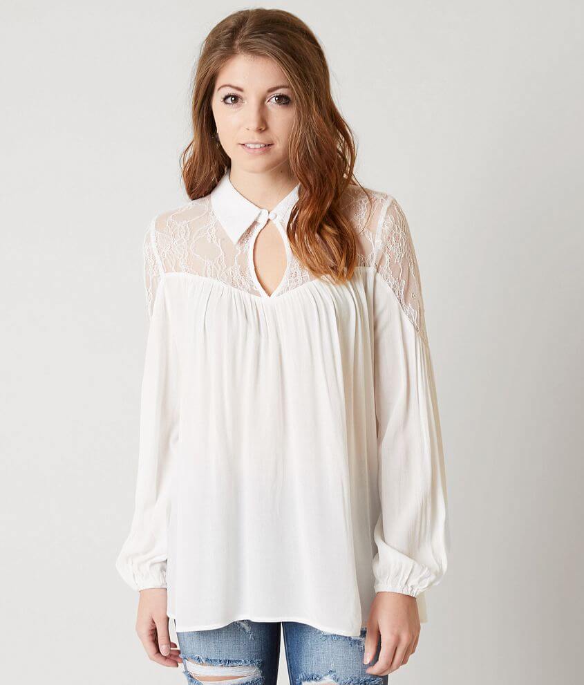 Gimmicks Lace Keyhole Top - Women's Shirts/Blouses in Cream | Buckle