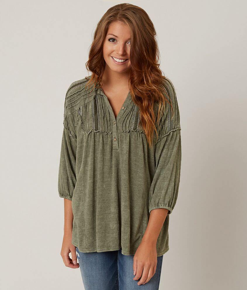 Gimmicks Textured Henley Top front view