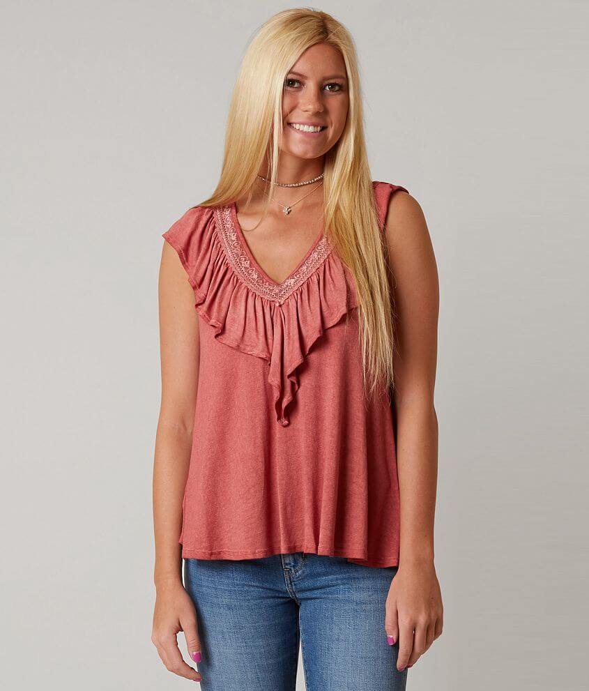 Gimmicks Washed High Low Hem Top front view
